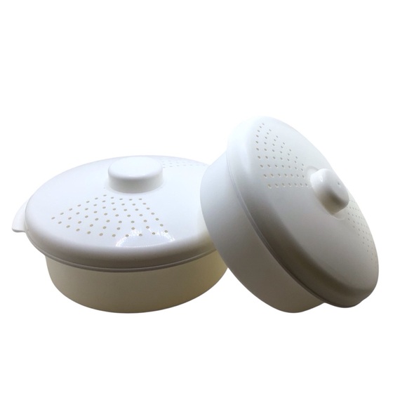 HOME-X Microwave Multi-Purpose Steamer Bowls w/ Lids Set of 2 BPA Free - Picture 13 of 14